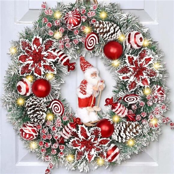 BRAND NEW Christmas Wreaths for Front Door, 18" - Picture 1 of 8